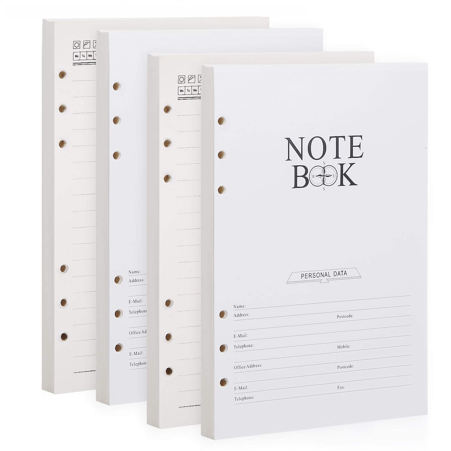 BESTOO A5 Refills Paper Refill Lined Paper 100gsm 6 Hole for Leather Notebooks Journal, 150 Sheets/300 Pages