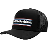 Harley-Davidson Men's Declaration Star Adjustable Snapback Trucker Hat, Black