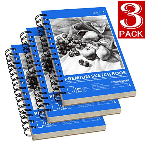 Sketch books, magicfly 3 pack (5.5x8.5", 105 sheet…
