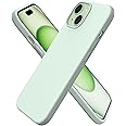 ORNARTO Compatible with iPhone 15 Case 6.1, Slim Liquid Silicone 3 Layers Full Covered Soft Gel Rubber Phone Case, Anti-Scratch Shockproof Protective Cover 6.1 Inch, Light Green