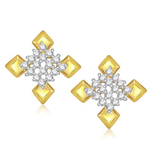 VK Jewels Cubic Zirconia Stud Earrings for Women (Golden) (vker1326g)