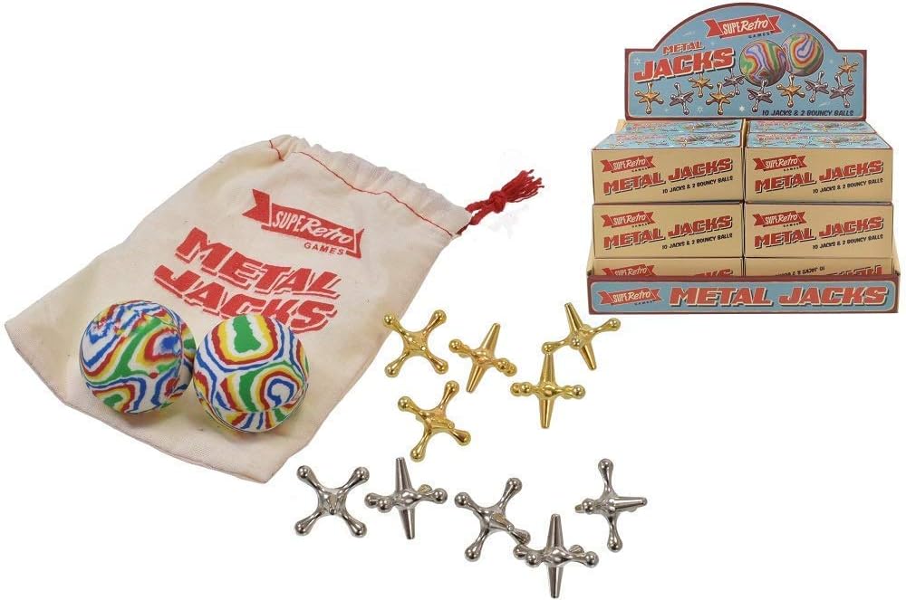 THUKRAL HAULAGE LIMITED Jacks Game Fivestones Knucklebones Jackstones Metal Crosses Jacks Stars And Ball Vintage Traditional Classic Fun Playground Toys Party Filler
