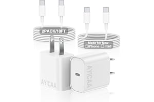 AYicaa iPhone 15 Charger Fast Charging 10 FT Long iPad Charger USB C 60W Charging Cable and 20W Charger Block for iPhone 15 iPad Charger Cord for iPhone 15 Pro Max/15Pro/15Plus/iPad Pro 12.9/Mini/Air