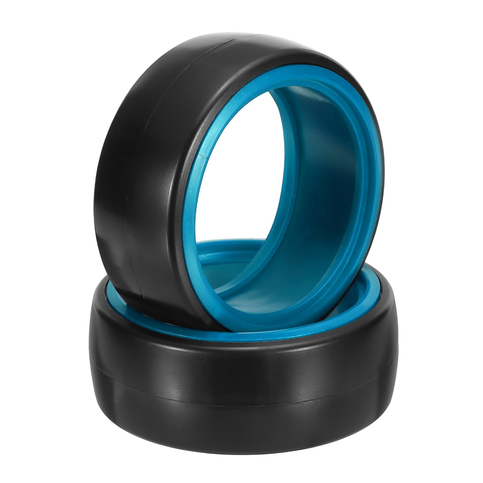 sourcing map 2Pcs 1/10 RC On-Road Car Tyres, RC Drift Tires Hard Plastic Tyre Replacement for Remote Controlled Drifting Vehicles, Black Blue — image 1