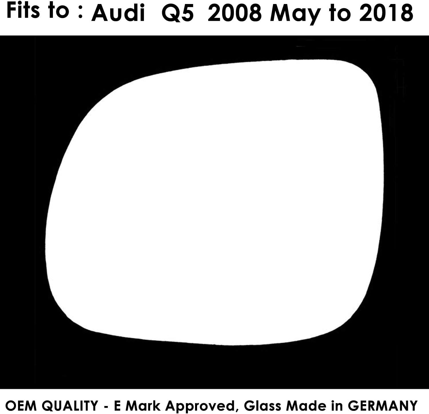 Fits Audi Q5 2008 to 2016 Wing Mirror Glass LHS ( UK Passenger Side )