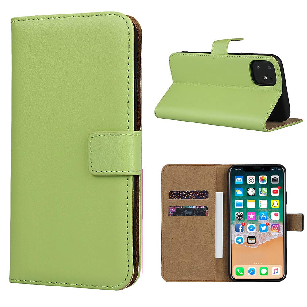 Smart Fit Sport iPhone Leather Case - SFS Leather Wallet Folio Case for iPhone X/XS 4/4S 5/5S 5C 6/6s 6 Plus 7/8 7 Plus/8 Plus (for iPhone 11, Green) — image 1
