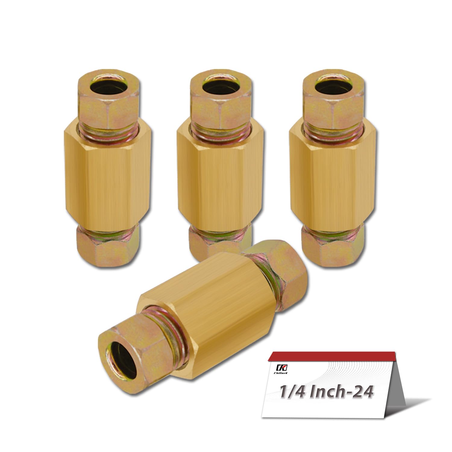 Photo 1 of 12 PCS 1/4"-Brake Line Fittings Kits 24 Threads Brake Line Fittings Assortment Kits for 1/4" Brake Line Tube Includes 4 PCS Unions 8 PCS Nuts