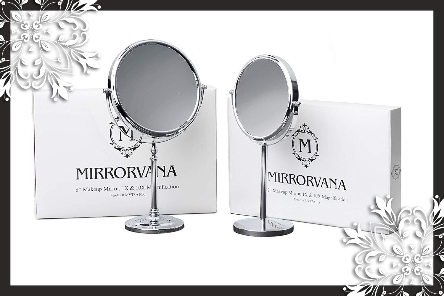 Mirrorvana Large Double Sided 10X and 1X Magnifying Makeup Mirror with Stand, 15-Inch Height and 8-Inch Wide : Beauty