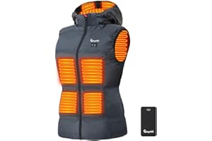 Eoyekli Heated Vest for Men Lightweight - Detachable Heated Hood and 7.4V 10000mAh Battery Pack S（Light Grey+10000mAh）