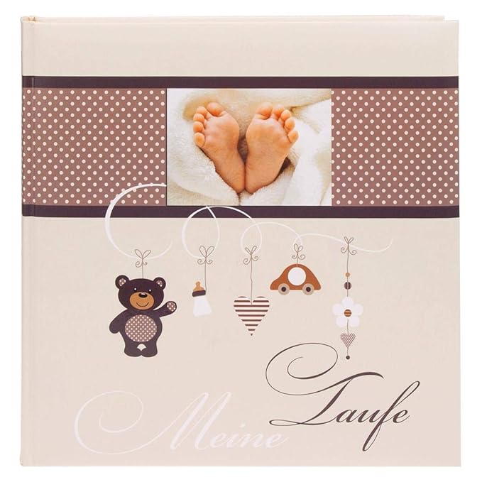 Goldbuch Taufalbum, Little Mobile, 25 x 25 cm, 60 weiße Blankoseiten mit Pergamin-Trennblättern, Kunstdruck mit UV-Lack, Beig