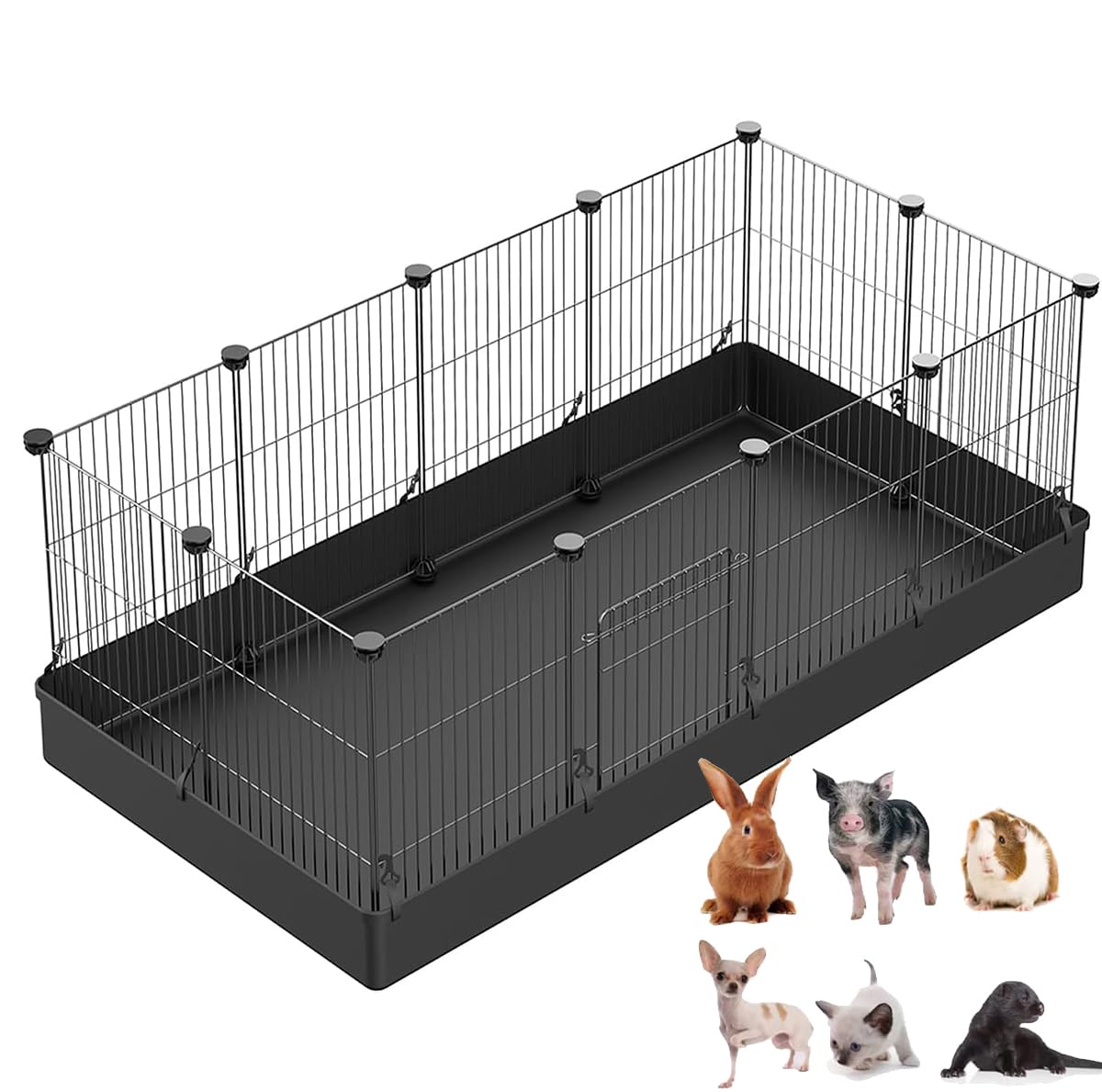 Photo 1 of LANGXUN DIY Small Animal Playpen, Pet Playpen with Door and Waterproof Mat, Rabbit Guinea Pig Cages, Puppy Kitten Playpen | Indoor & Outdoor Portable Metal Wire Yard Fence, 12pcs Metal Pet Panels