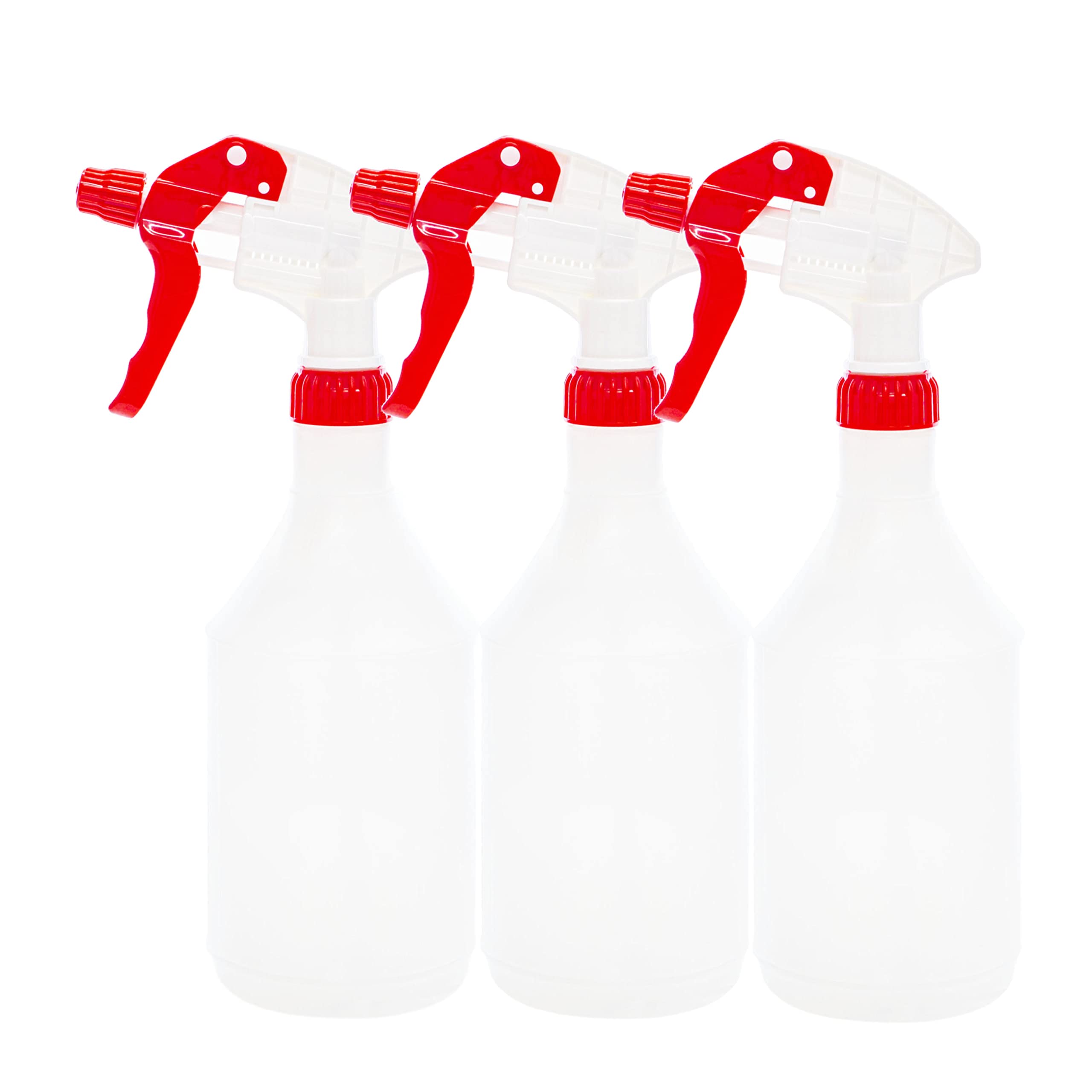 Clay Roberts Water Spray Bottles, Mist and Jet Settings, Pack of 3, Red, 750ml, Measuring Gauge, Red Spray Bottles, Cleaning, Gardening, Sprayer Bottle, Water for Cleaning