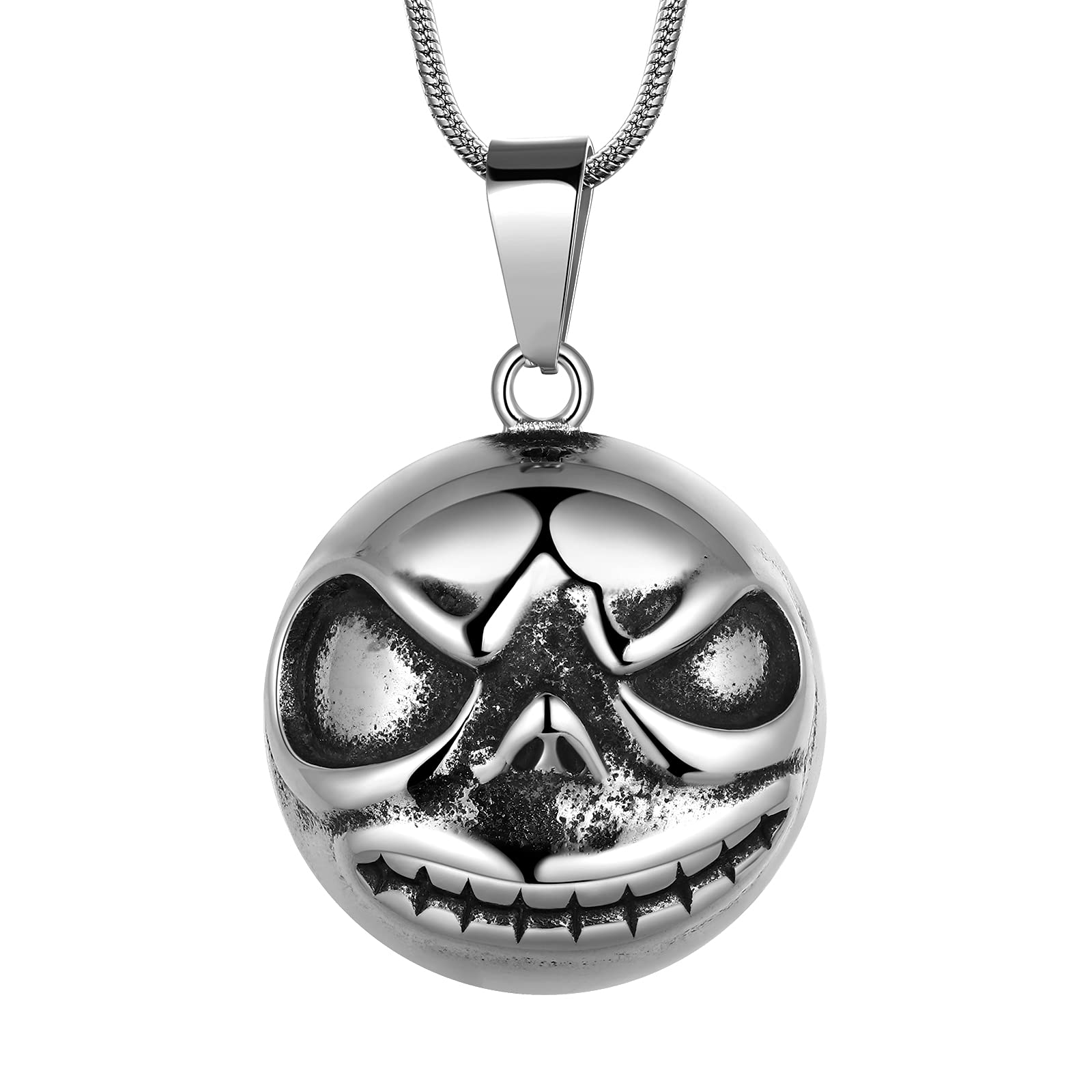 Hipunk Nightmare Before Christmas Necklace - Jack Skellington Men Stainless Steel Punk Pendant Necklace Jewelry Skull Halloween Christmas Gifts for Women Girl SP0125G