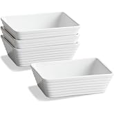 ONEMORE Small Baking Dish, Rectangle Ceramic Baking Dish for Oven, Individual Casserole Dishes for Toaster Oven, 5x7 Small Deep Lasagna Baking Dish, Oven Safe, 1-2 Person Baking Dishes Set of 4, White