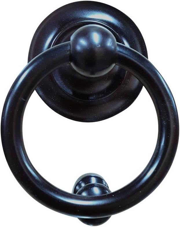 Brass Knocker for Door, Round Ring Door Knocker for Front Door 4” with Smooth Finish and Exquisite Design, Sand Cast Elegant Brass Door Knocker with Fastening Screws – Oil Rubbed Bronze (ORB)