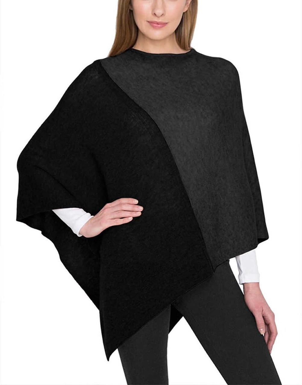 Celeste Ladies' Colorblock Cashmere Blend Travel Wrap Poncho