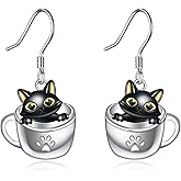 Animals Drop Dangle Earrings Owl/Koala/Sloth/Axolotl 925 Sterling Silver Teacup Dangle Earrings Animals Jewelry Gifts for Animal Lovers