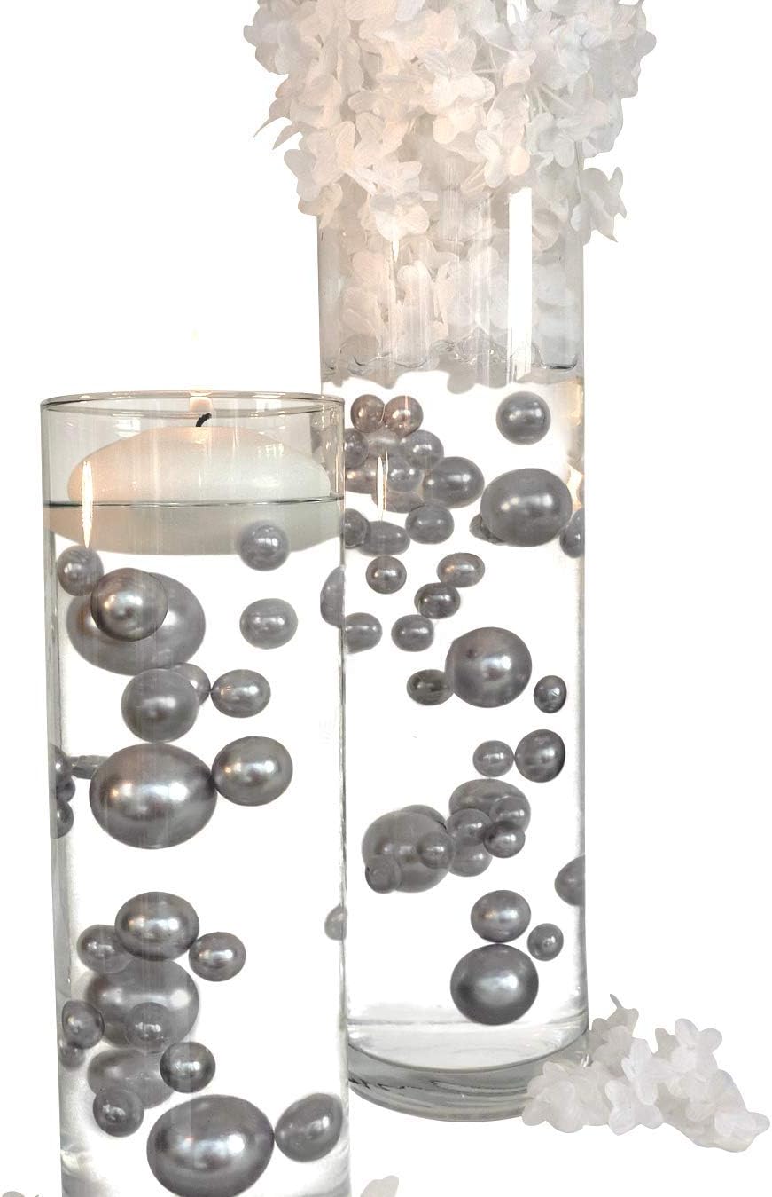 10 Packs Sale Silver Pearls - No Hole Jumbo/Assorted Sizes Vase Decorations - to Float The Pearls Order The Floating Packs from The Options Below