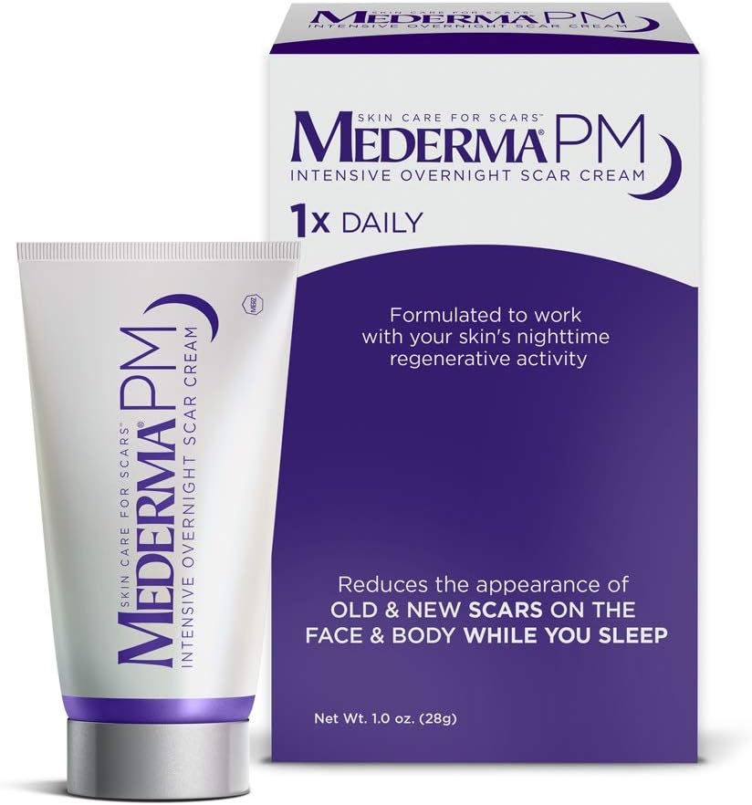 Mederma PM Intensive Overnight Scar Cream - Works with Skin's Nighttime Regenerative Activity - Once-Nightly Application is Clinically Shown to Make Scars Smaller & Less Visible - 1 Ounce