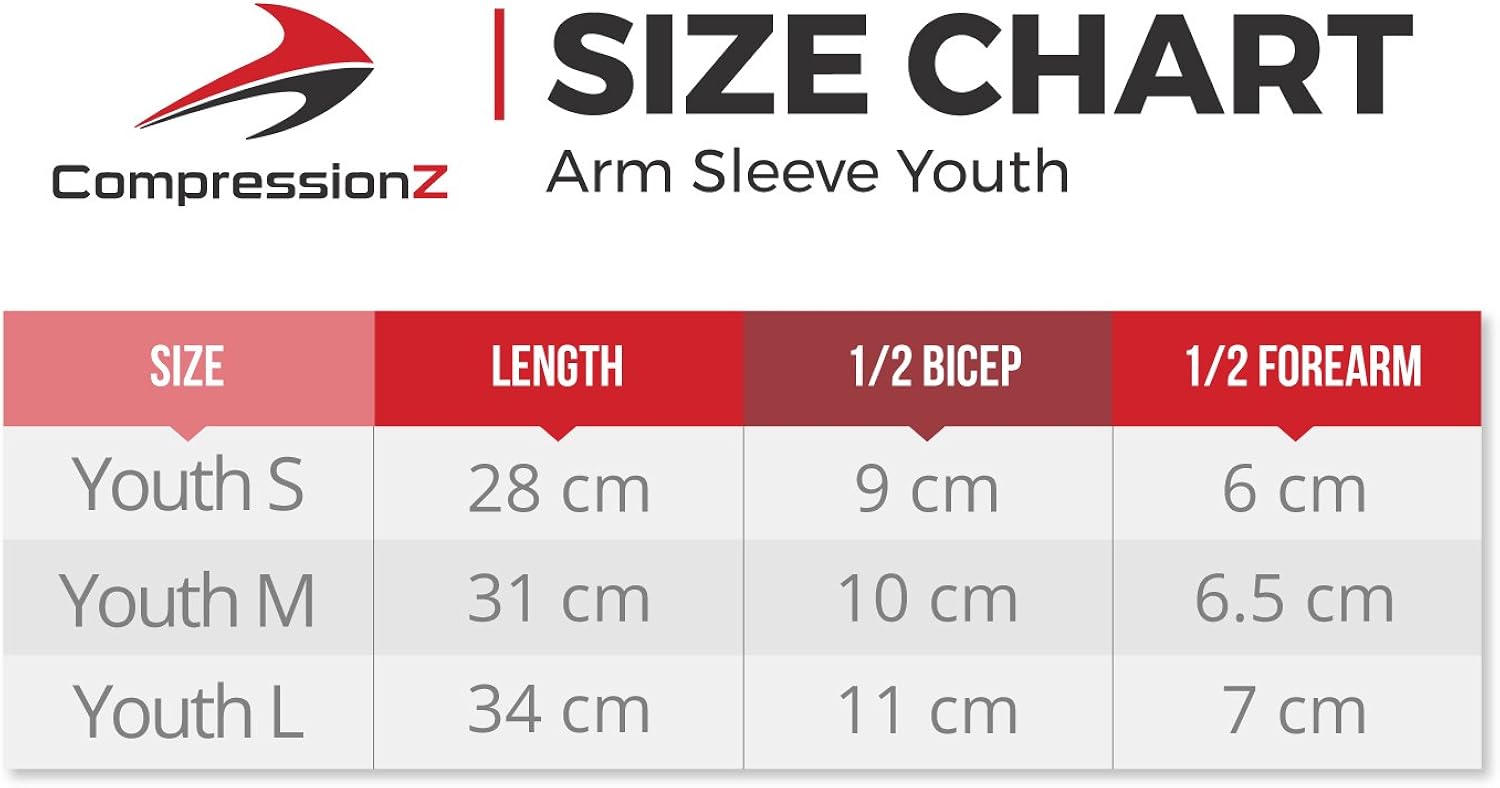 CompressionZ Youth Compression Arm Sleeves - Sports Sleeve For Kids Boys Girls : Clothing