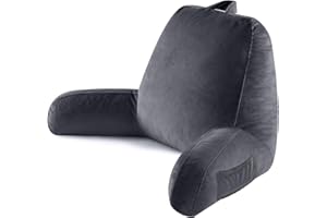 Reading Pillow for Sitting in Bed Adult, Reading Pillow with Shredded Memory Foam, Washable Cover, Back Pillow Sitting Up wit