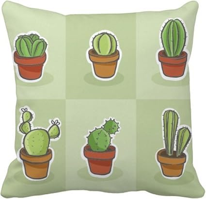 Amazon Co Jp Diythinker 多肉植物 サボテン 鉢植え 植物 イラスト パターン スロー 枕 正方形カバー ホーム キッチン