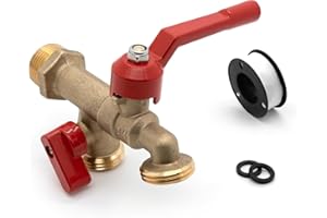 ‌VANCOCO Outdoor Garden Water Faucet with Double Outlet - Wall Mounted Faucets with 3/4 inch NPT Female Inlet & Two Outlets