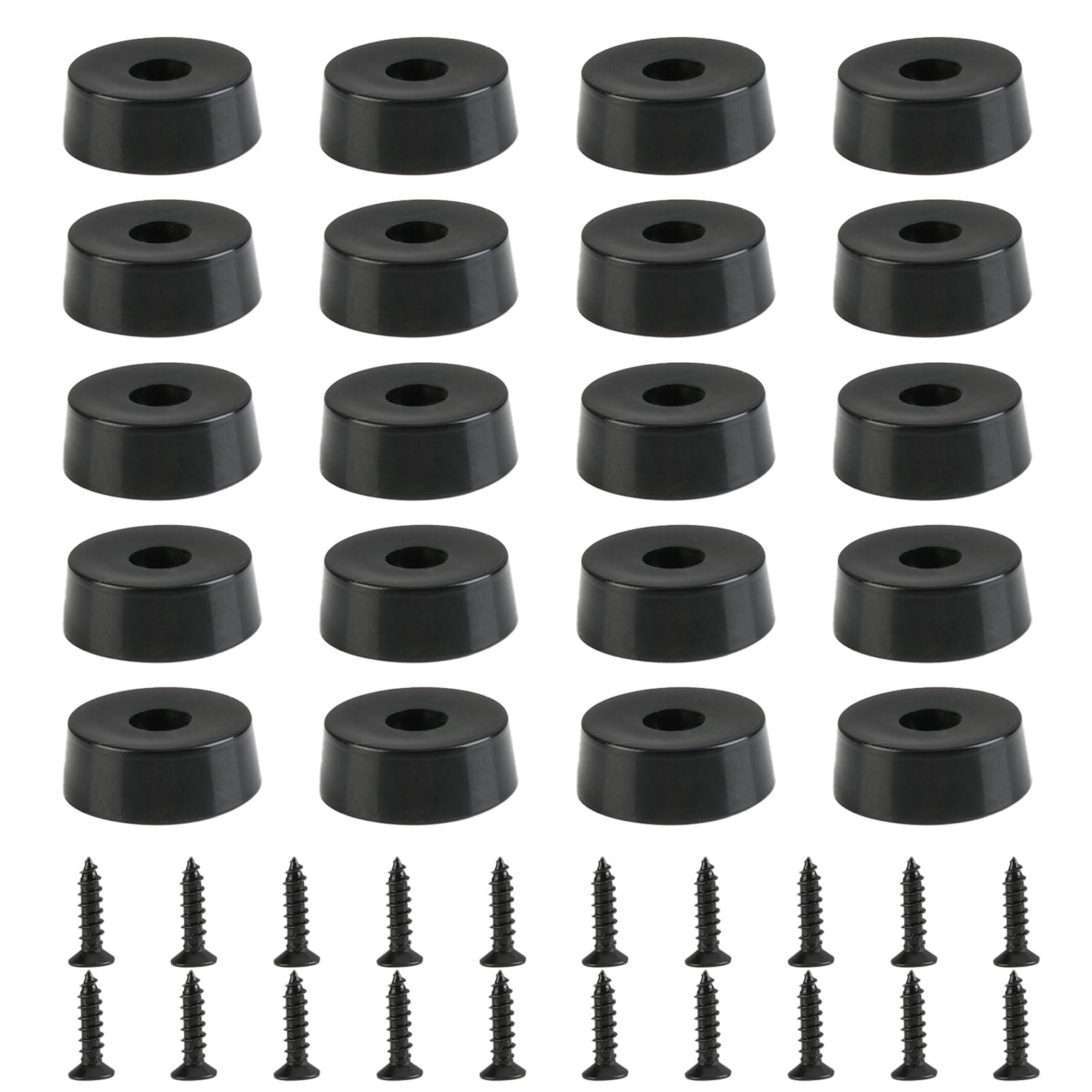 Rubber Feet for Garden Furniture 20 Packs 1 Inch 25mm Non Slip Bumper Round Black Rubber Pads Floor Protectors for Garden Furniture Chopping Board Chair Feet Ladders Cabinet Couches
