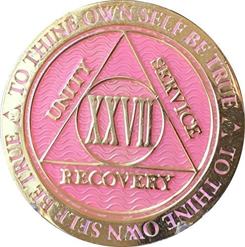 Recoverychip 27 Year AA Medallion Reflex Pink Gold Plated Chip