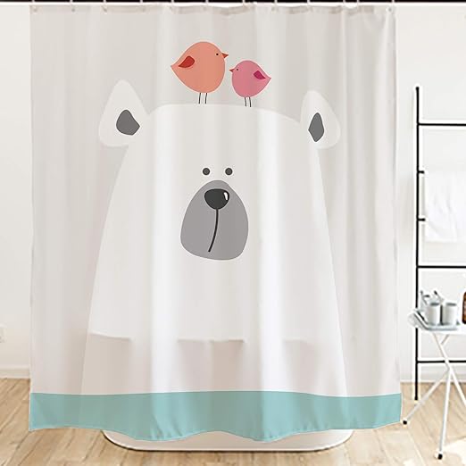 Amazon Com Ofat Home Cartoon Shower Curtain Cute Polar Bear
