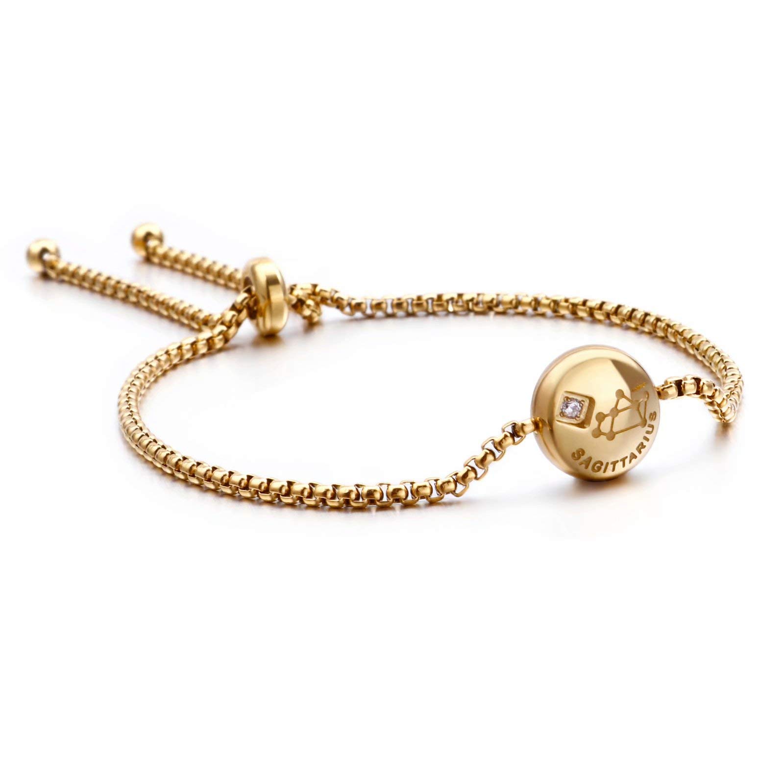 Qings Golden Constellation Bracelet Charm Zodiac Adjustable Bracelet Sagittarius