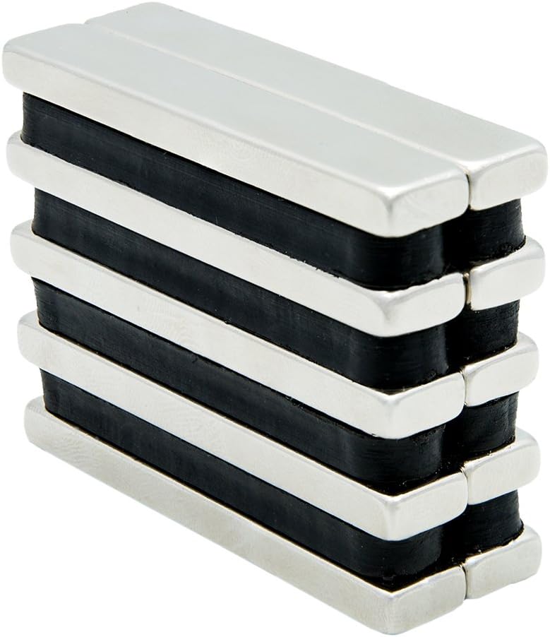 HS Magnet Super Strong Rare Earth Neodymium N52 Bar Magnets (Industrial Strength) - 60 x 10 x 5 mm, Pack of 10