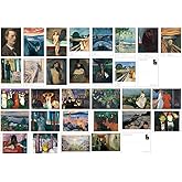HOSTEESSCHOICE Beautiful Art Postcards set of 30 Edvard Munch Post card variety pack Famous Painting Scenery,4 x 6 Inches
