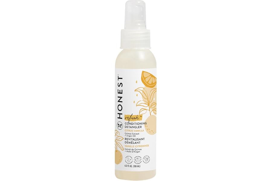 The Honest Company Conditioning Hair Detangler Tear-Free Hypoallergenic Leave-In Conditioner and Fortifying Spray Citrus Vanilla Refresh 4 fl oz