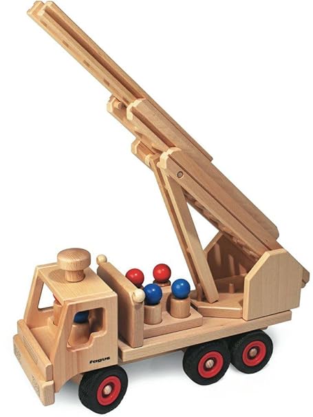Fagus 10.48 Holz Feuerwehr Spielfahrzeug, Holz Farbe, 40 cm