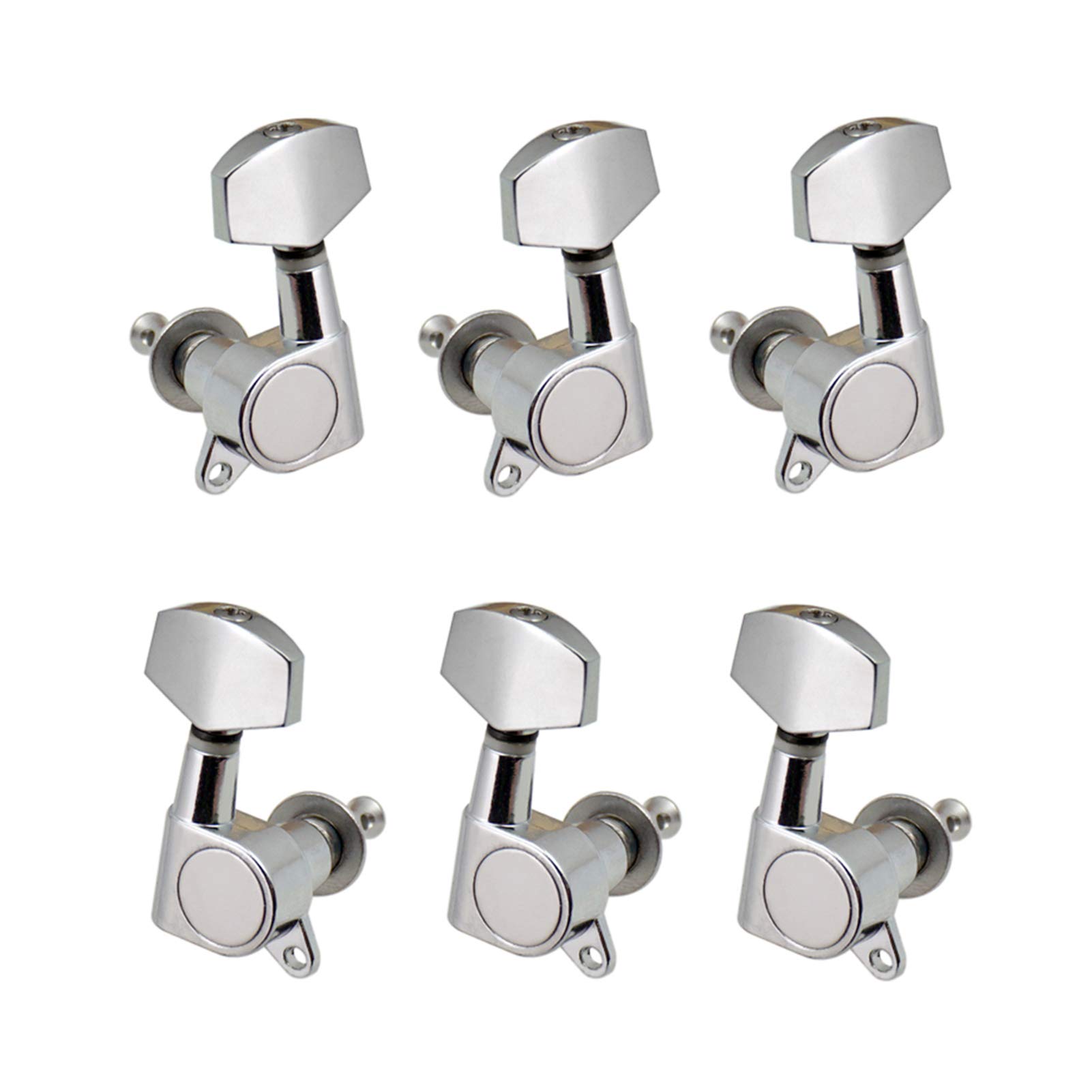 Sunydog 6pcs Sealed Guitar String Pegs Locking Tuners 3L3R Tuning Pegs String Tuners Electric Acoustic Guitar Tuner Machine Heads Knobs 3 Left 3 Right(Silver)