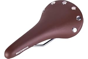 ROCKBROS Vintage Bike Seat - Waterproof, Comfortable Saddle for Men & Women - Classic Lite Bicycle Seat Replacement
