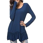 Urban CoCo Women's Casual T-shirt Solid Long Sleeve Tunic Tops