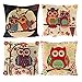 Set of 4 Sofa Pillow Covers, YIFAN Pillowcase Chair Pad Pouch Throw Pillowslip for Home Office Wedding Christmas Party Decor-Owl