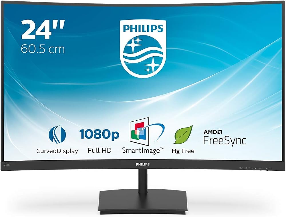 Philips 241E1SC 24 Inch Curved Full HD Monitor 75Hz VA FreeSync HDMI VGA