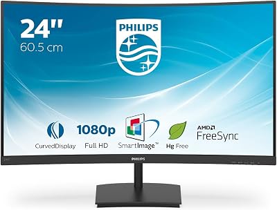 Philips 241E1SC 24 Inch Curved Full HD Monitor 75Hz VA FreeSync HDMI VGA