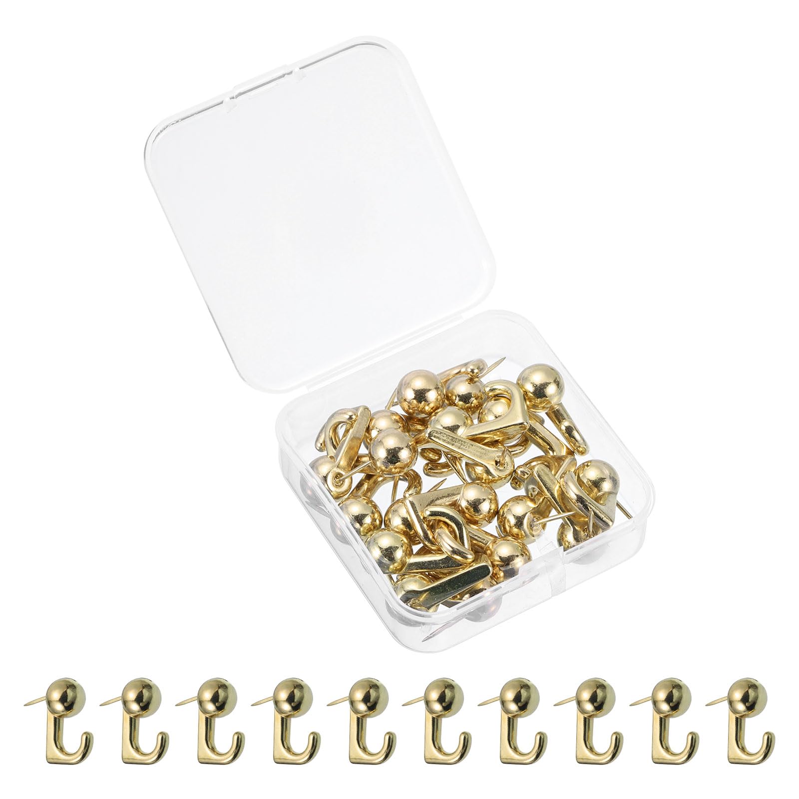 uxcell Picture Hanging Hooks, 20pcs 20 Lbs - Zinc Alloy Hangers Nails, Push Pins for Hanging on Home Office Wooden or Fabric Wall (Gold)