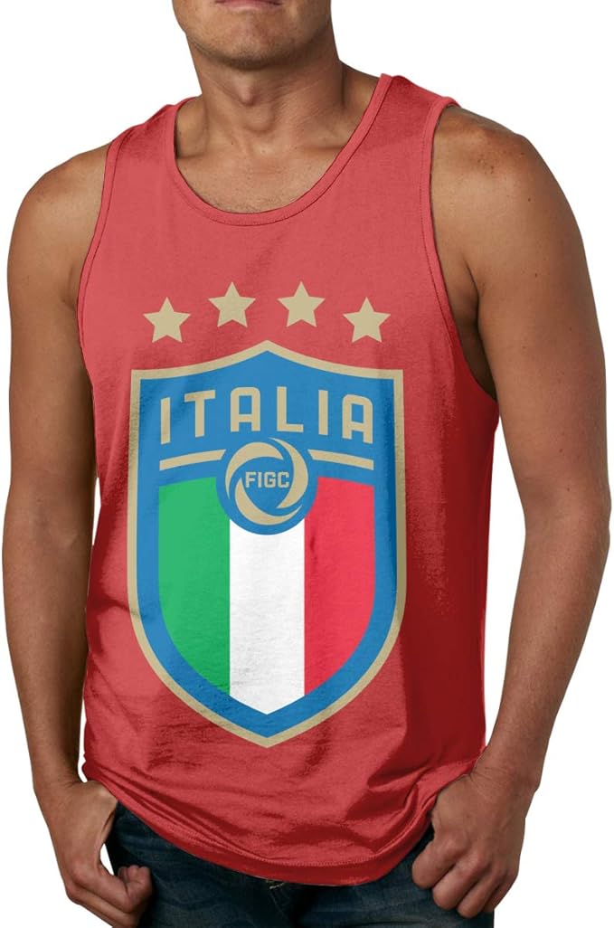 Italian Football Men's Graphic Tank Top Sports Vests Red Amazon.co.uk