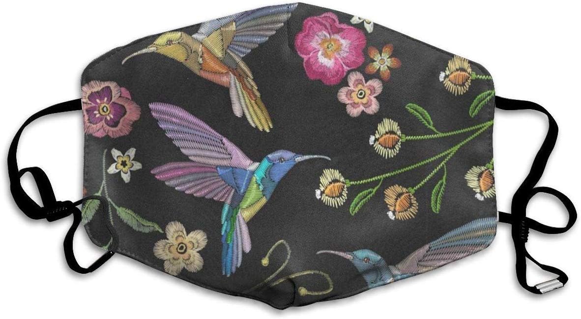 Dustproof Washable Reusable Hummingbirds and Exotic Flowers Mouth Cover Mask Respirator Germ Protective Safety Warm Windproof Mask