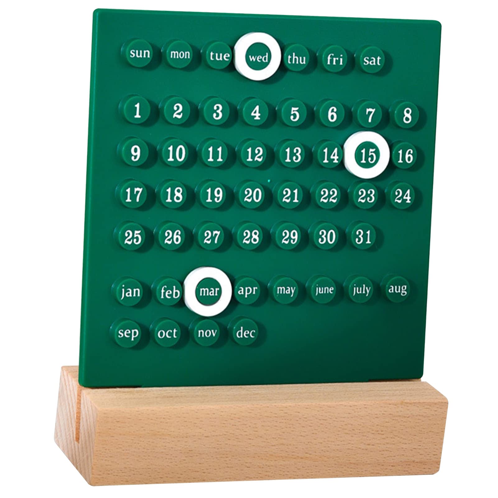 Wooden Kids Calendar, Kids Perpetual Calendar ABS Wooden for Home (Green)