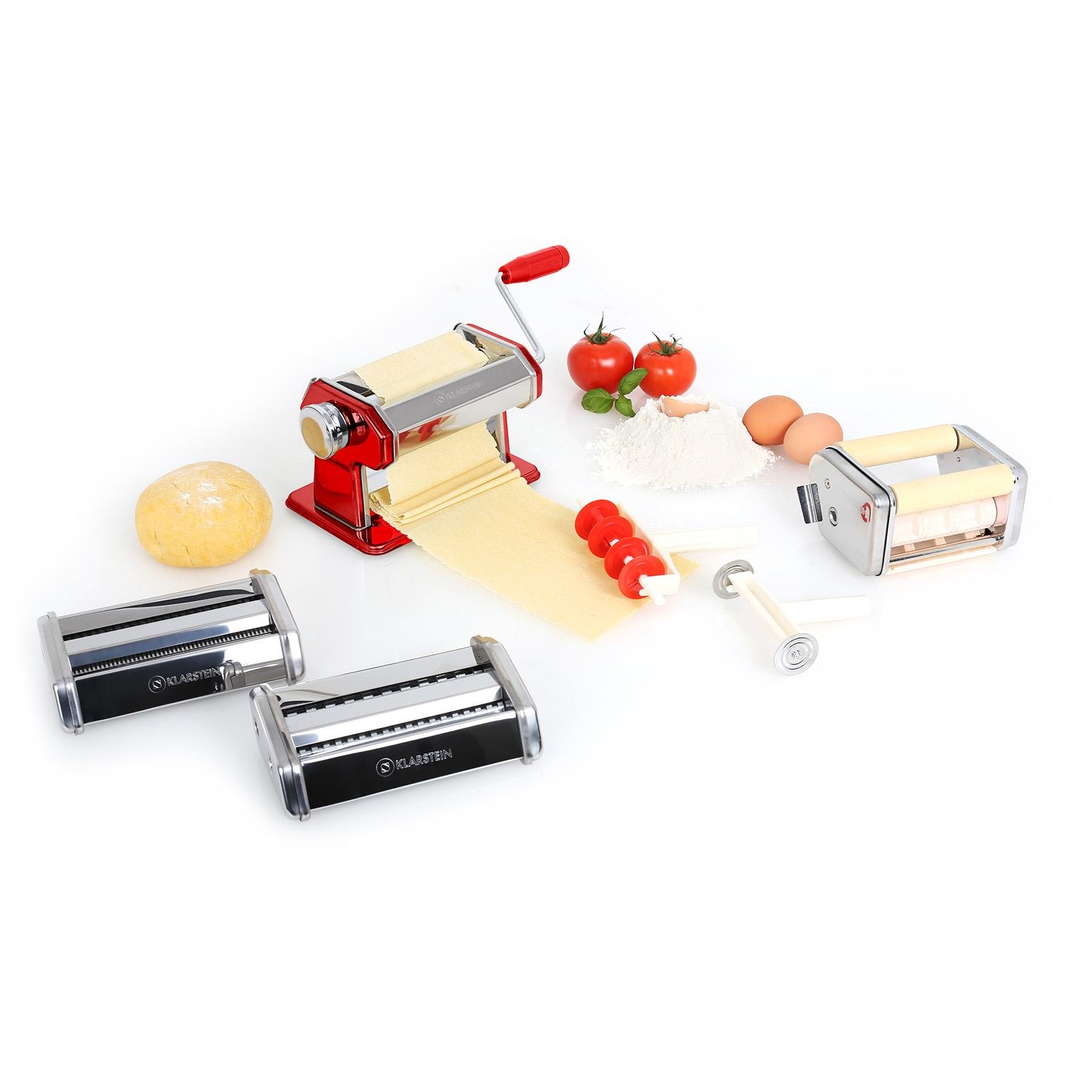 Klarstein Siena Rossa máquina para pasta acero inoxidable rodillo amasador fácil de