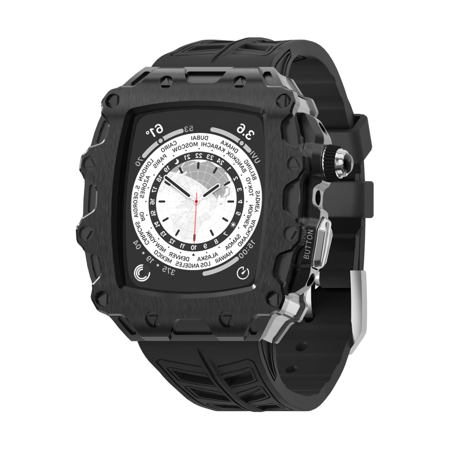 Photo 1 of DGYSG Luxury Rugged Case with Band Compatible for Apple Watch Series 9 8 7 45mm / SE 6 5 4 44mm, Metal Alloy Military Protective Bumper Cover, Tactical Heavy Duty Full Body Protection for Men iWatch
