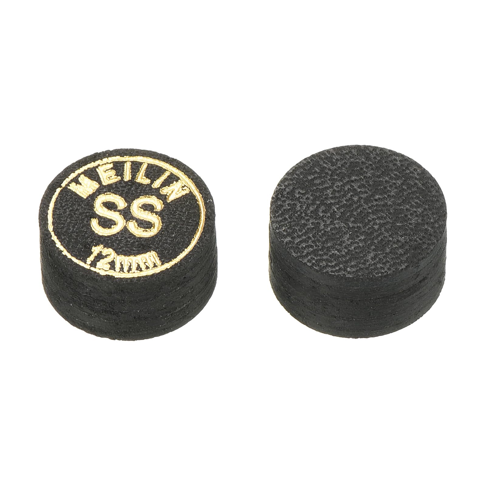 M METERXITY 2 Pack Pool Cue Tips - Laminated Billiard Cue Tips, Super Soft Multiple Layer Faux Leather, Apply to Pool Cues/Snooker (12mm Dia, Black)