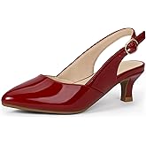 PANDANINJIA Girls Dress Shoes Kitten Heels Sandals Closed Pointed Toe Slingback Flower Girl Little Big Kid Wedding Party School Pumps Shoes