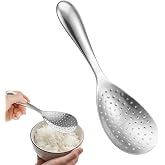 Rice Serving Spoon, 304 Stainless Steel Rice Spoon Paddle, Non-Stick Design | 8-Inch Non-Stick Rice Cooker Scoop, Hollow Design Finish Rice Spatula for Rice Mashed Potato Salads (6.5 x 7.9 In)